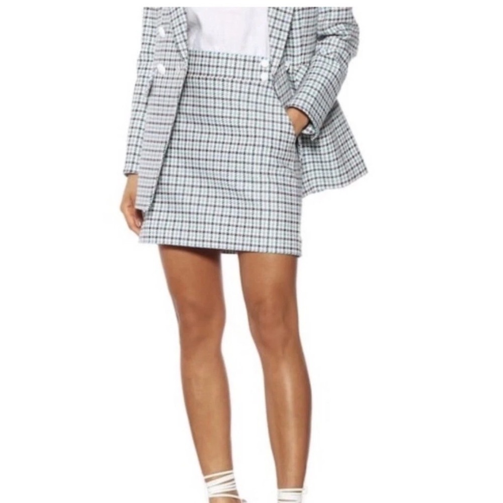 Veronica Beard Arezzo Houndstooth Turquoise Mini Skirt Size 10‎